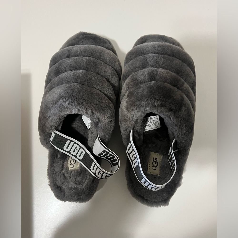 UGG Womens Fluff Yeah Slippers- 'Charcoal' Size 9